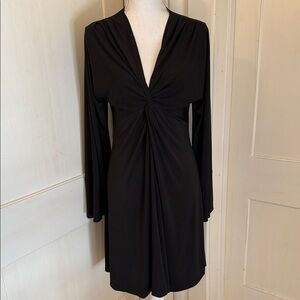 Moda International Black Twist-Front Long Sleeve Dress